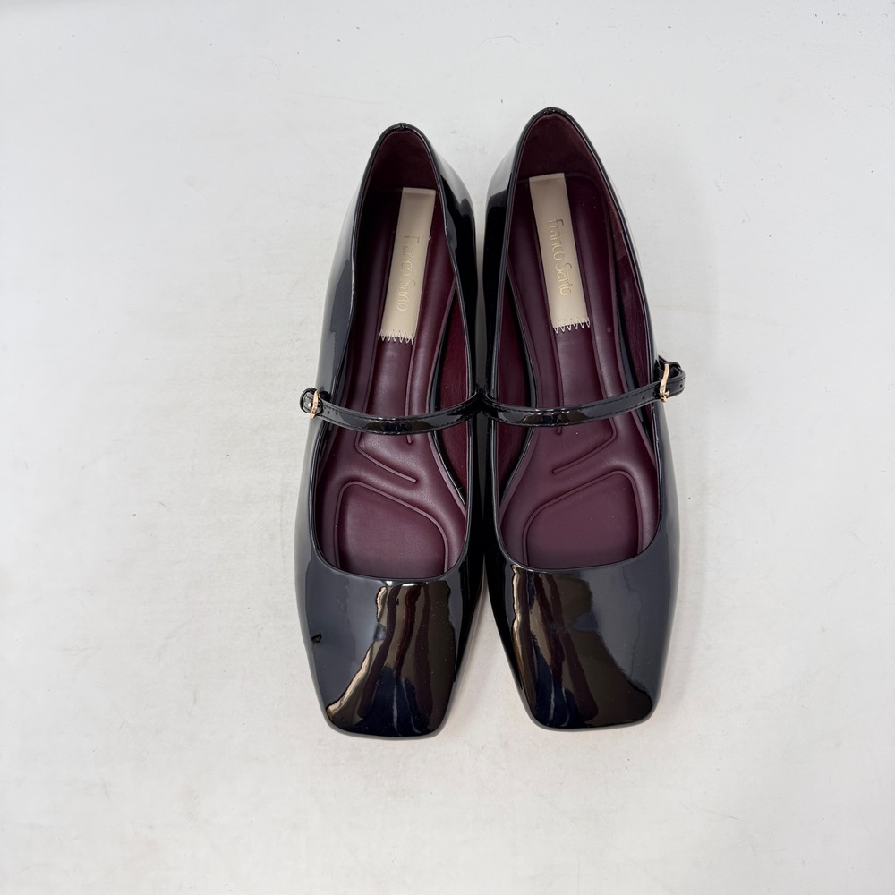 Franco Sarto Mary Jane Flats Black 9M Patent Leather Square Toe Tinsley - Picture 3 of 10